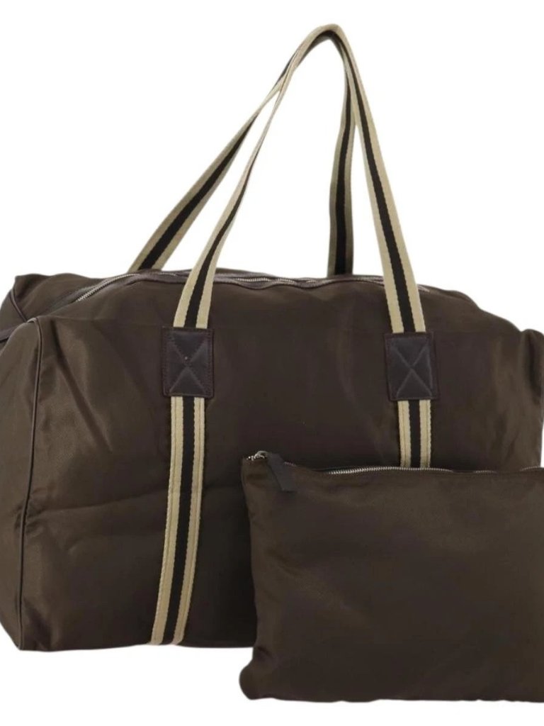 Gucci Sherry Line Boston Bag Nylon Brown Silver 012 8657 Auth Fm5186